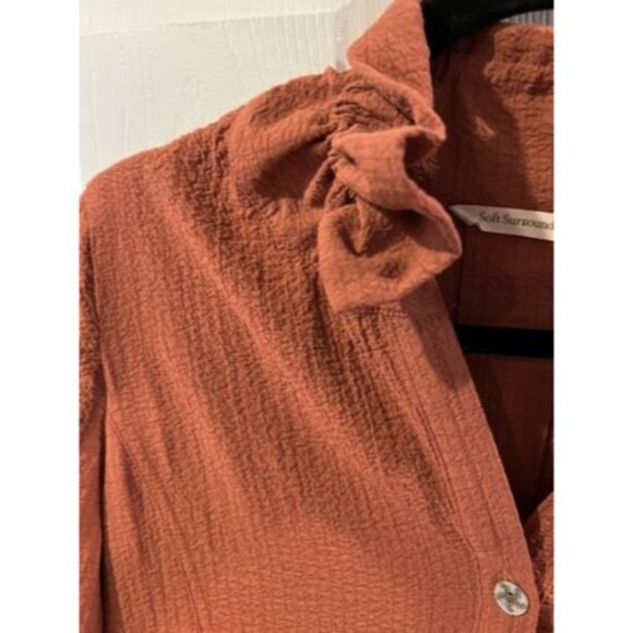 Soft Surroundings Top Womens XS Plein Art Tunic Ruffle Collar Button boho casual - Picture 4 of 9